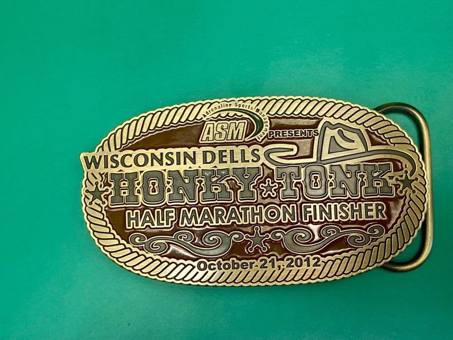 ASM Wisconsin dells Honky Tonk half marathon - finishers trophy belt buckle
