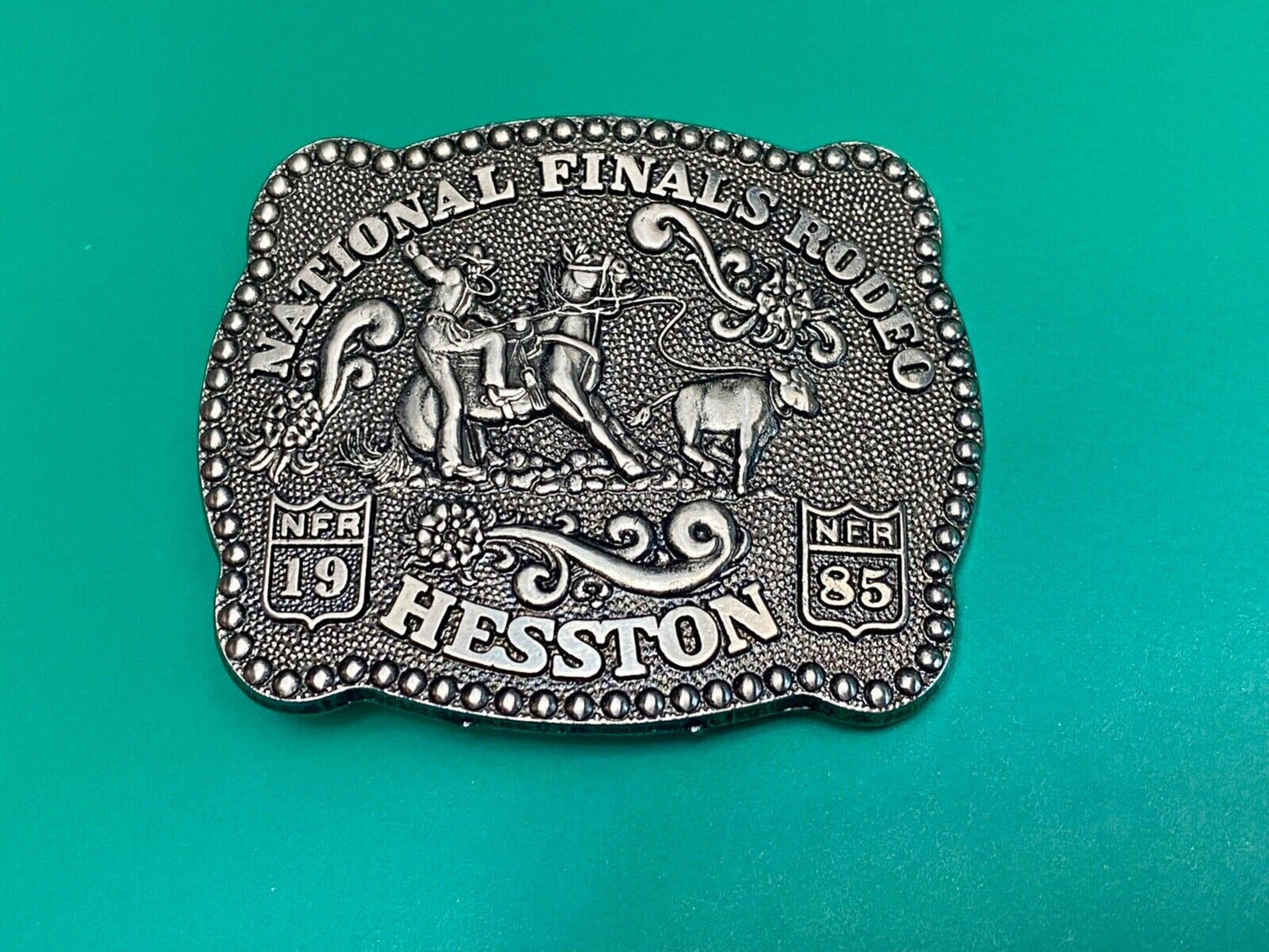 1985 Hesston Youth size third edition Nation Finals Rodeo NFR belt buckle