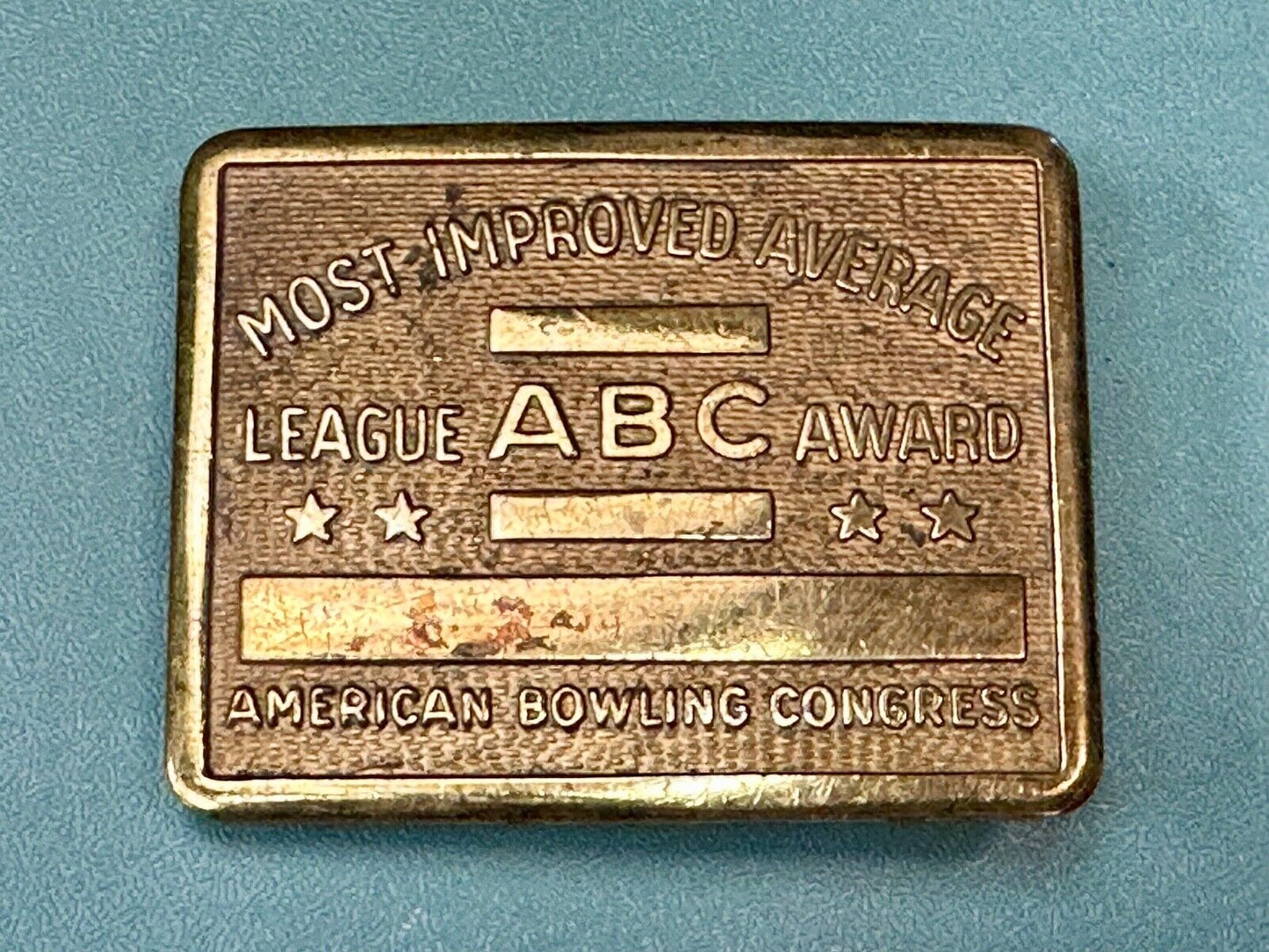ABC Bowling League Award Vintage Belt Buckle American Congress to engrave