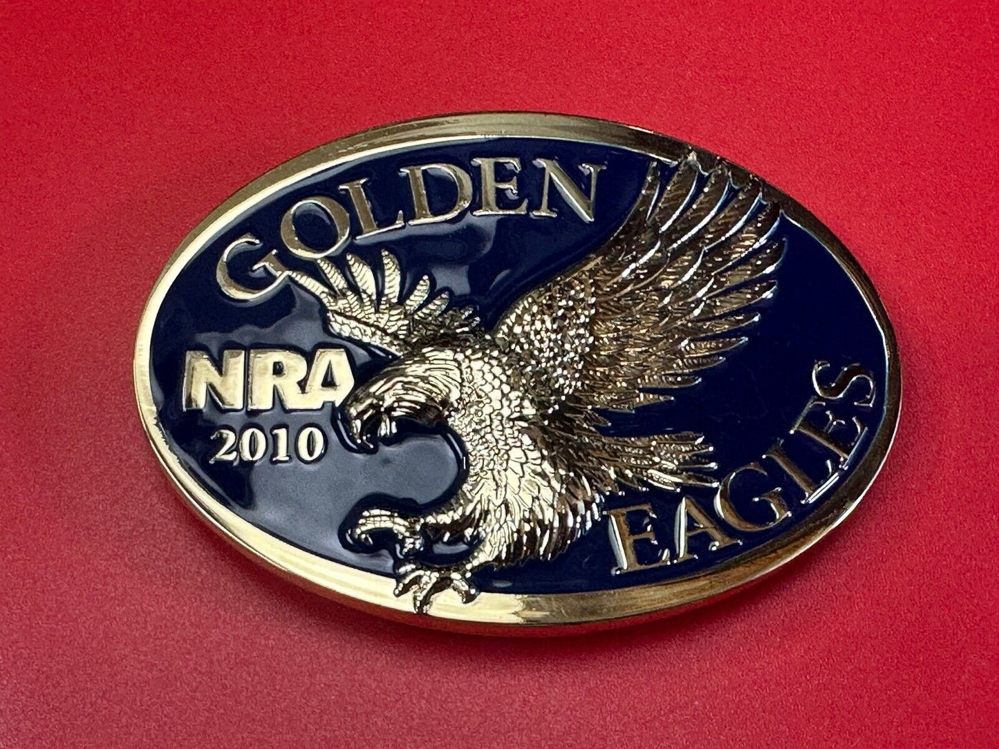 2010 Commemorative Golden Eagles NRA belt buckle in box - Vote Gun Rights