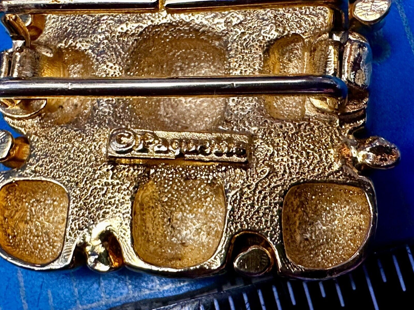 Tic Tax Toe Square Two Piece Interlocking Gold Tone Vintage Paquette Belt Buckle