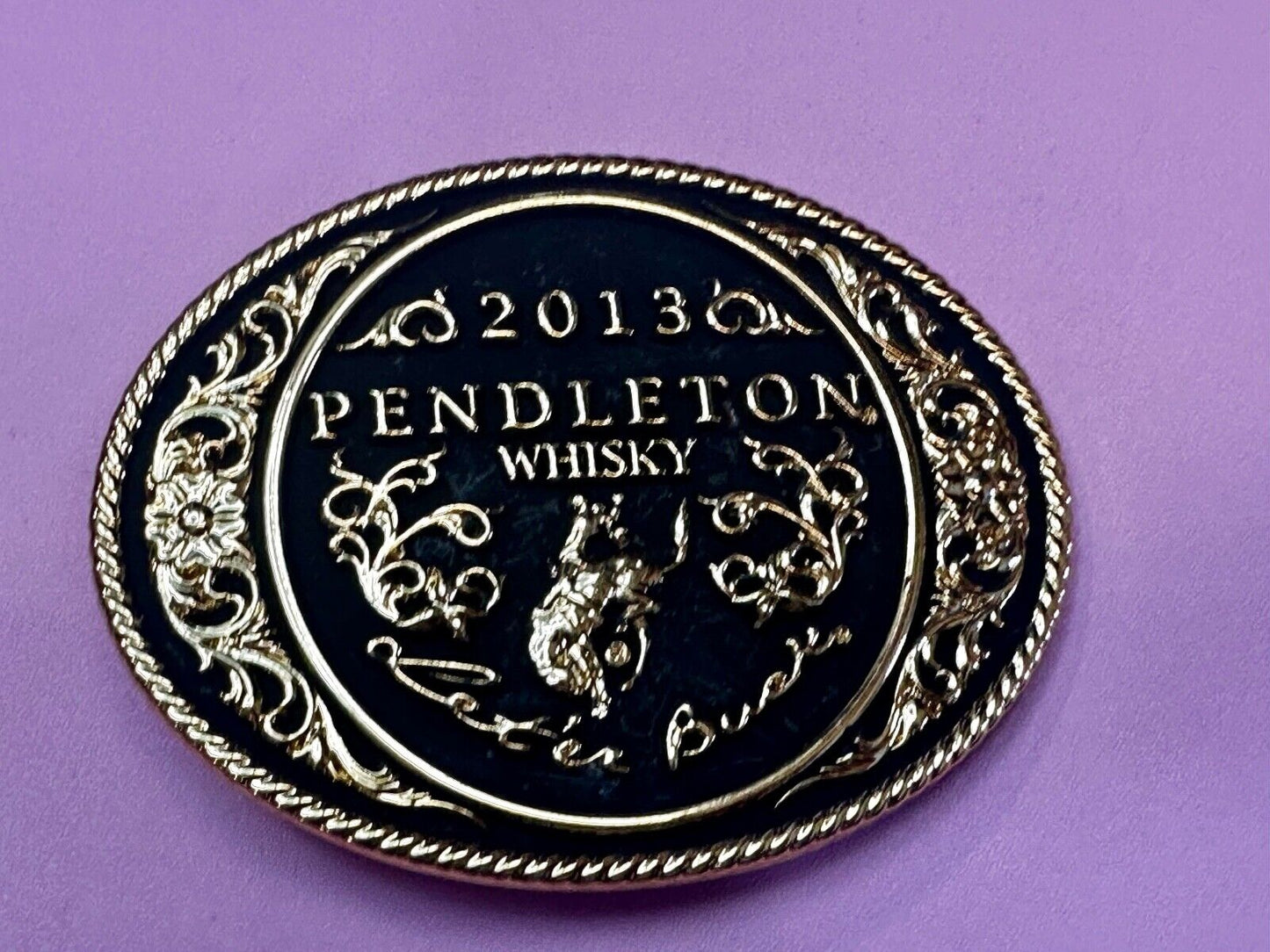 2012 Pendleton Whisky Let'er Buck Montana Silversmith Rodeo Cowboys Belt Buckle