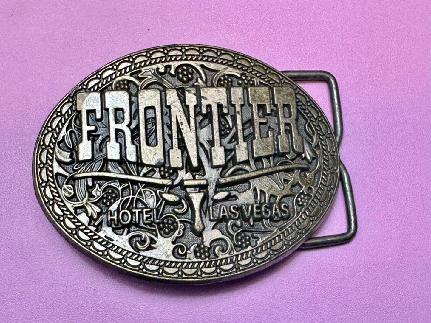 Texas longhorn Vintage Frontier Casino Hotel, Las Vegas Belt Buckle