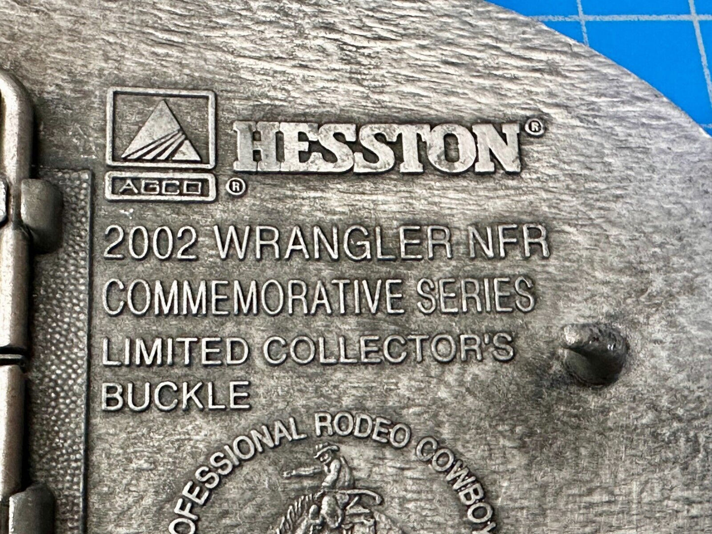 2002 Hesston NFR National Finals Rodeo Wrangler Montana Silversmiths Belt Buckle