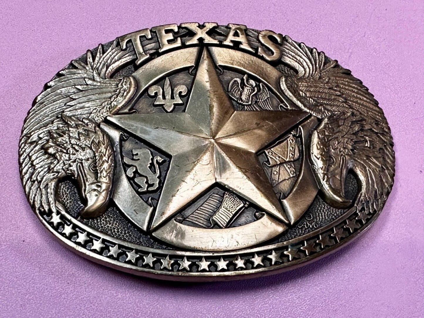 The Texas Lone Star Eagles Flag Solid Brass Award Design Medals Belt Buckle
