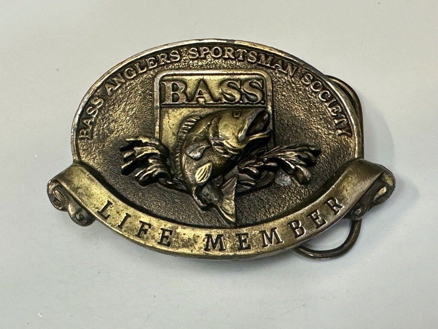 BASS Anglers Sportsman Society Fishing RARE Bergamot Commemorative belt buckle