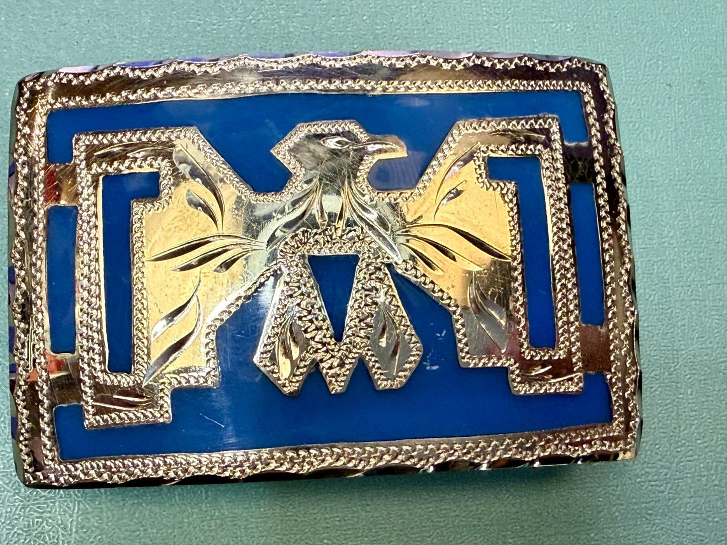 Thunderbird Native American Indian Hand-Crafted Inlay Enamel Belt Buckle
