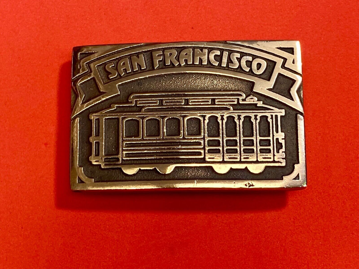 The San Francisco Cable Car - Vintage Brass Heavy Belt Buckle Stamped Ub
