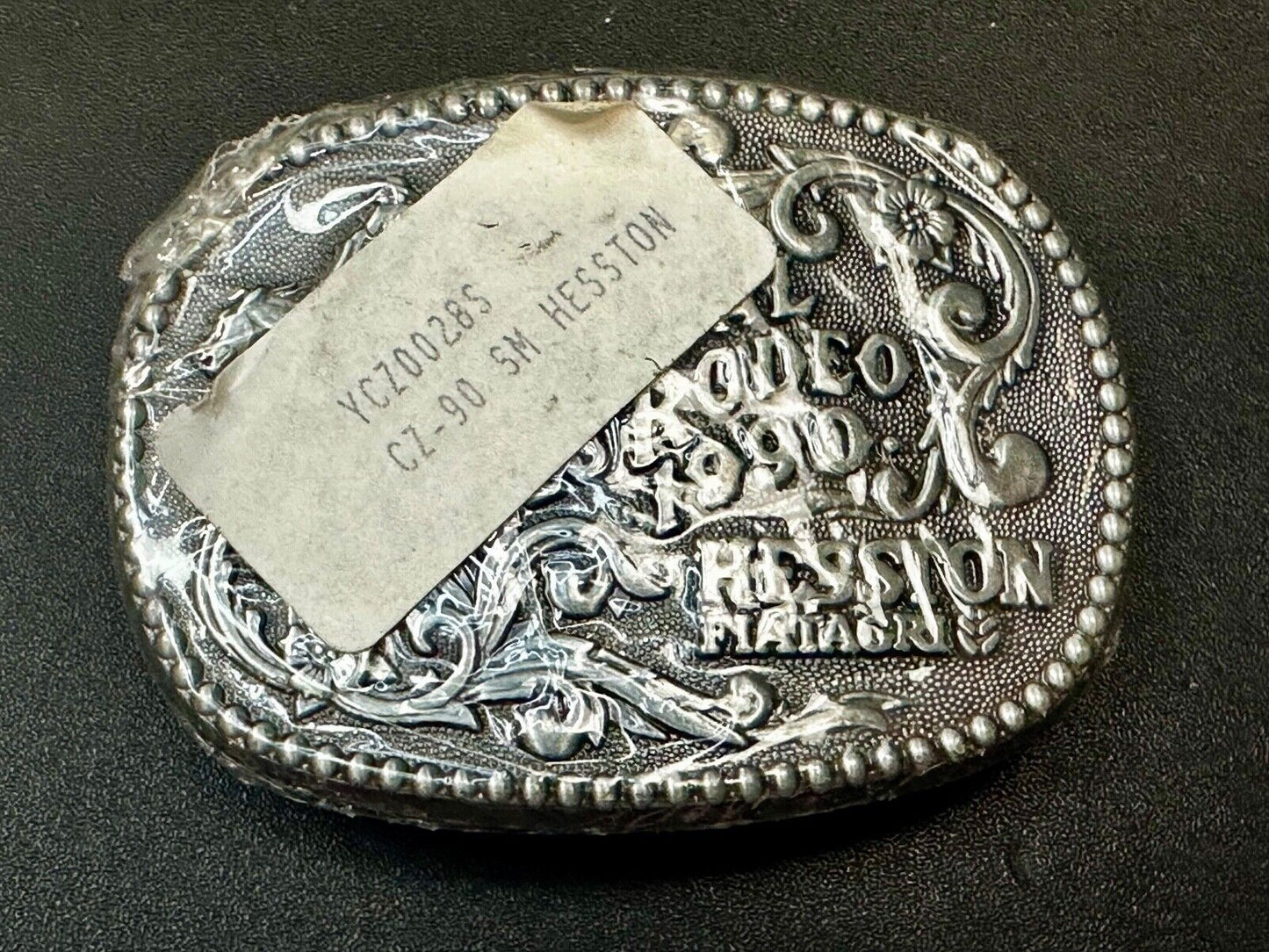1990 NFR National Finals Rodeo NOS Youth Size Hesston Commemorative Belt Buckle
