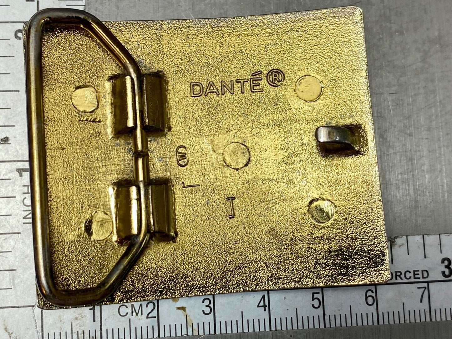 Vintage Dante Initial letter A two tone belt buckle
