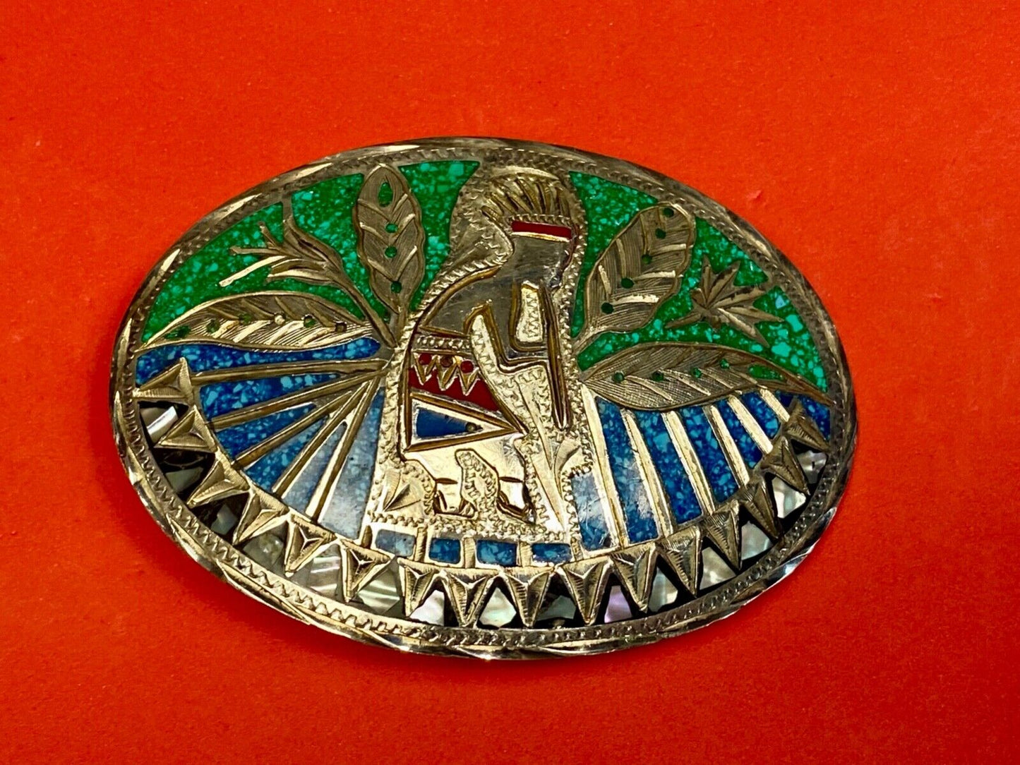Beautiful Navajo? Tribal dancing man belt buckle - see hallmark!
