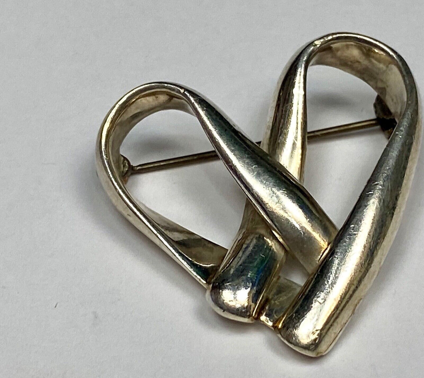 Vintage HEART Sterling Silver 925 vintage brooch pin marked M.F.Y