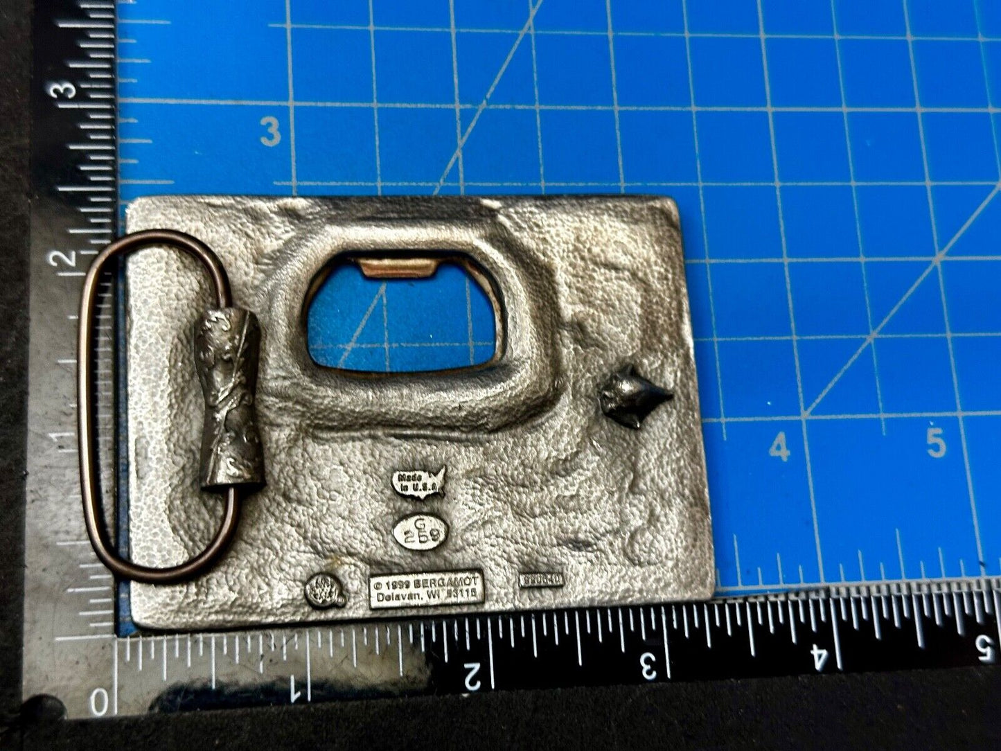 Vintage 1999 Bergamot "Got Beer?" Bottle Opener Belt Pewter Buckle Made in USA