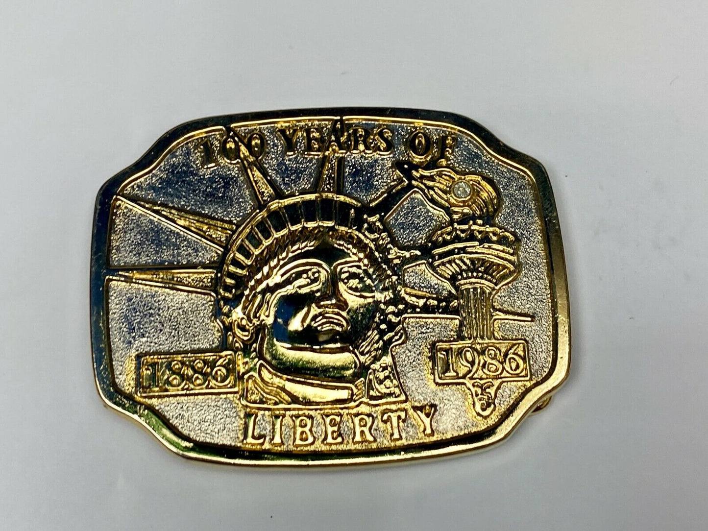 1886-1986 100 Years Of Liberty Statue Of Lady Liberty Belt Buckle Patriotic Nyc