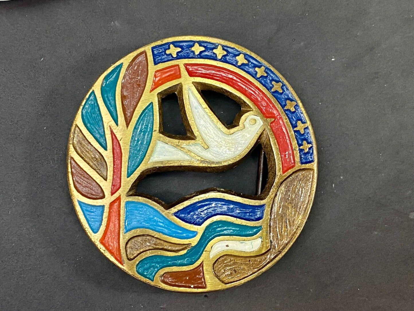 The Crown Of Creation Religious Christian Dove Vintage Belt Buckle