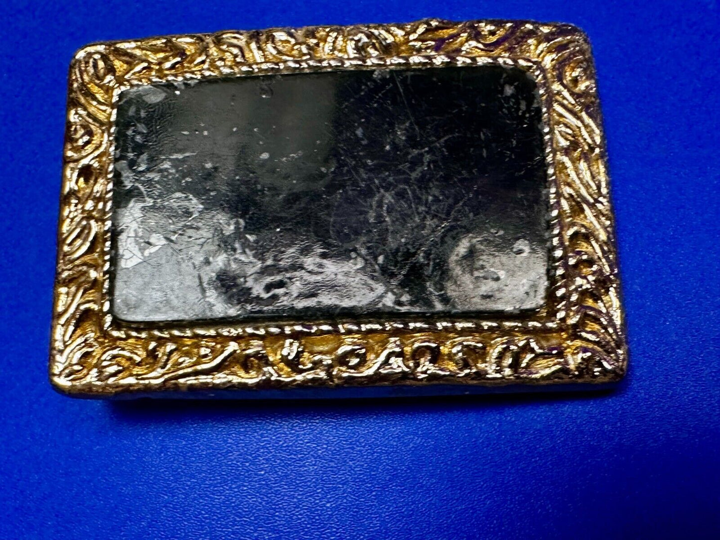 Vintage Artisan Handcrafted Cut & Polished Stone Slab In Gold Tone Belt Buckle