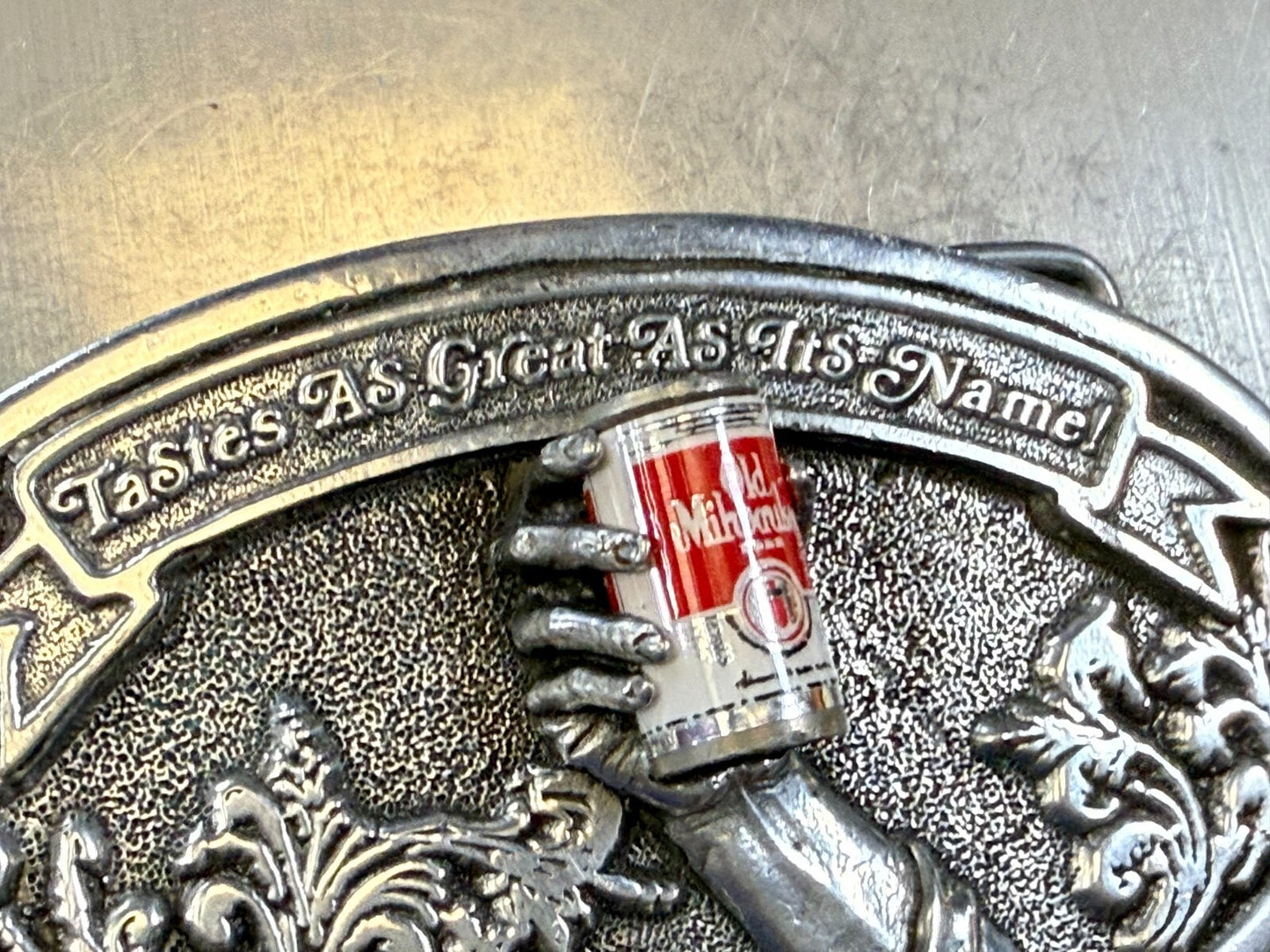 Taste as Great as Its Name Old Milwaukee Beer Promotional Belt Buckle by Adezy