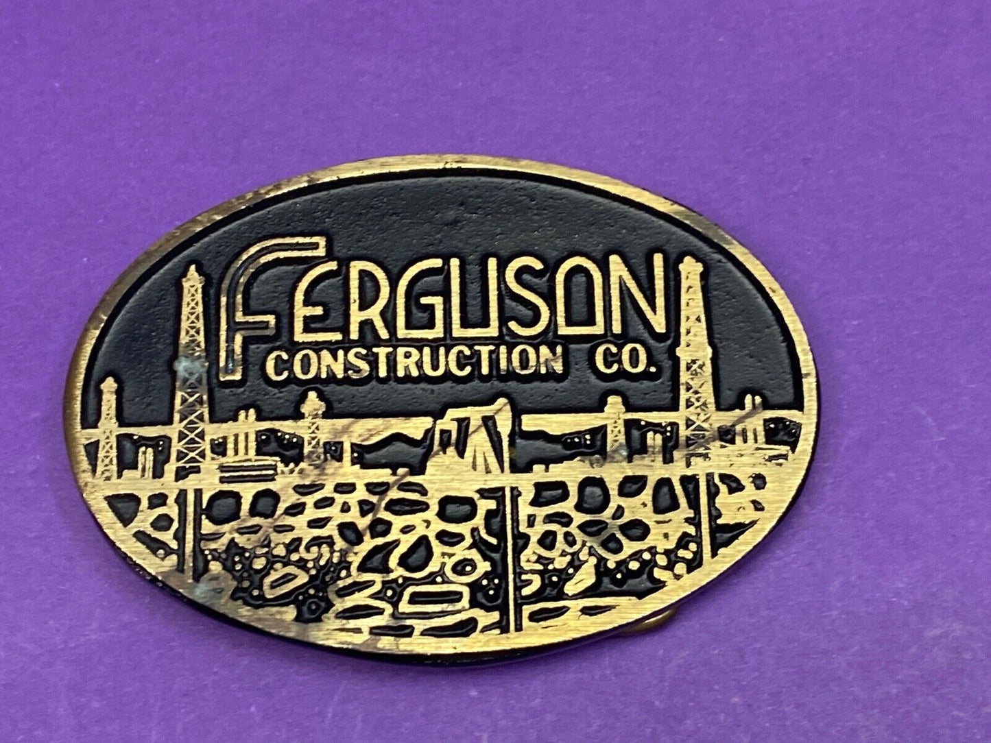 Vintage Ferguson Oil Construction Company Sidney Ohio Dunabuckle Belt Buckle