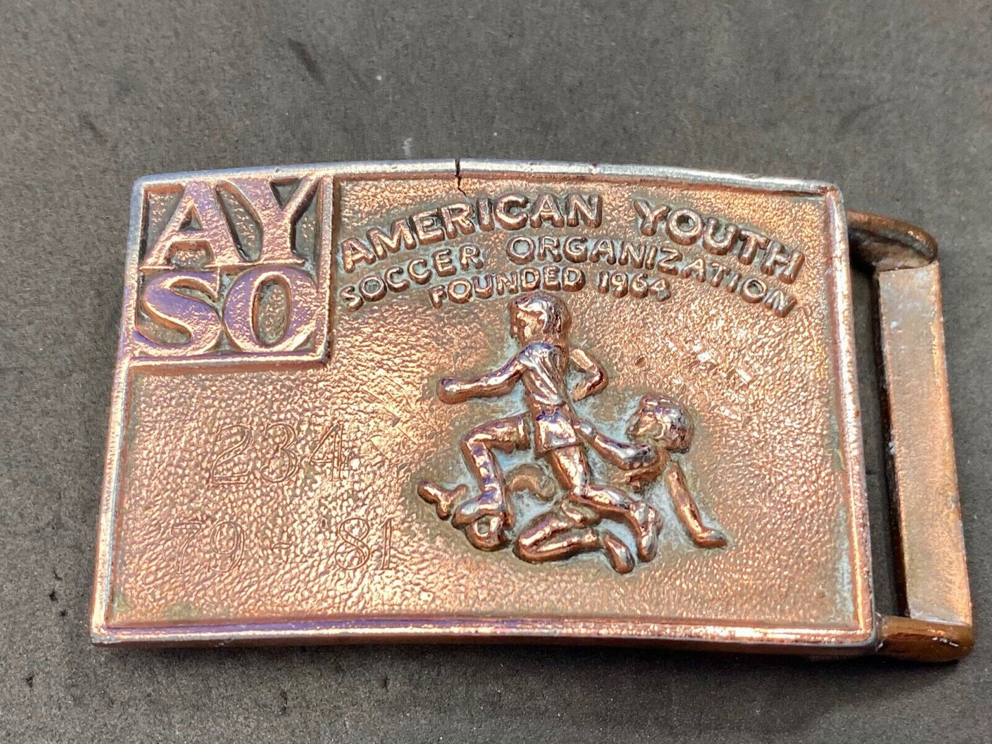 Vintage AYSO American Youth Soccer Organization belt buckle
