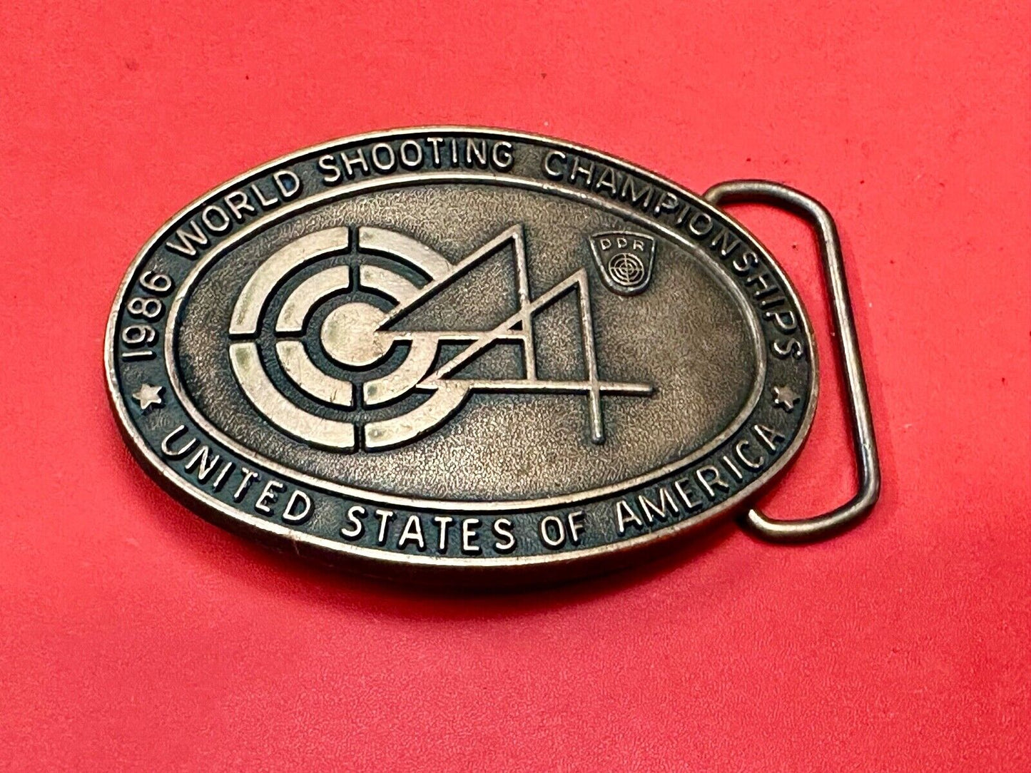 1986 Shooting TeamUSA World Shooting Championships Vintage belt buckle