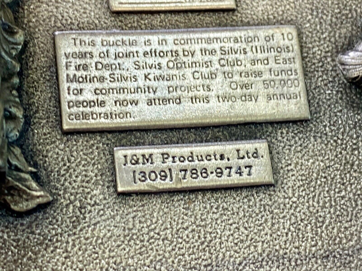 Vintage 1984 10th annual Country music festival SILVIS Illinois belt buckle