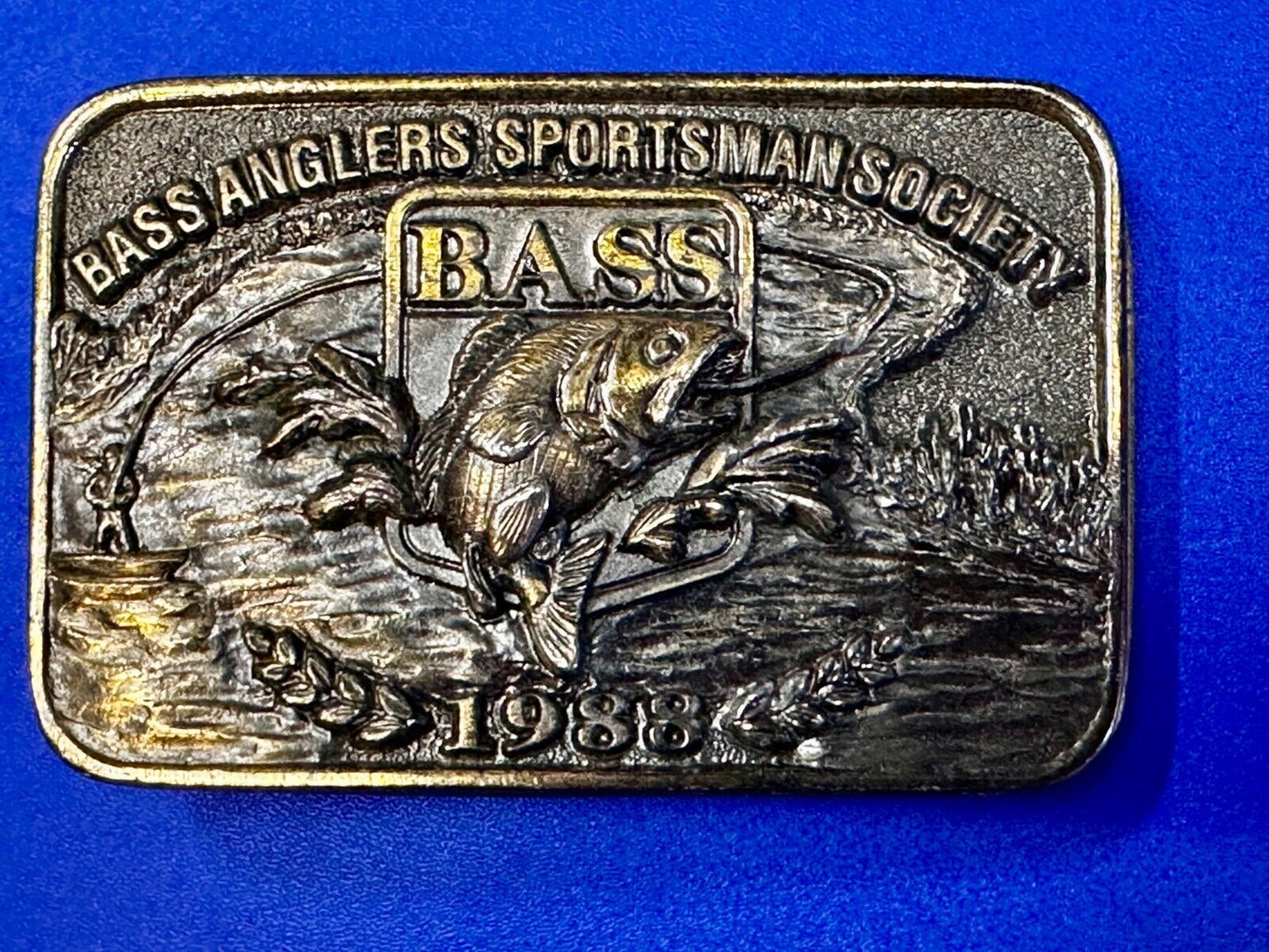 1988 Bass Anglers Sportsman Society Great American 3" Belt Buckle Co