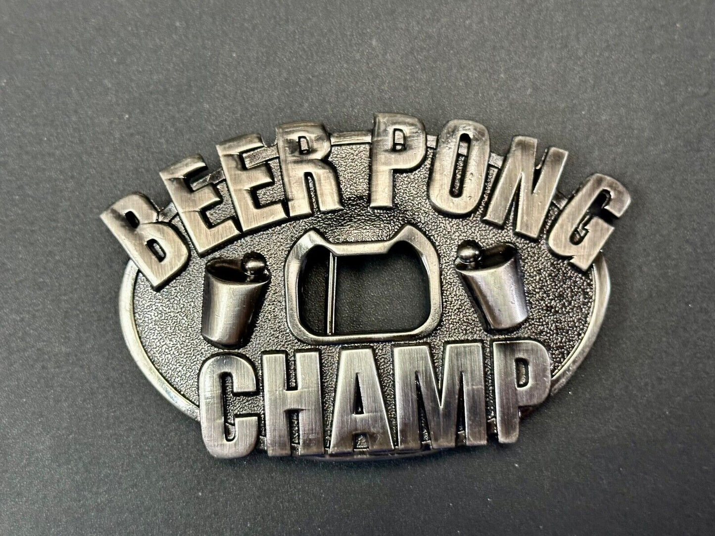Beer Pong Champ - Novelty Funny BOTTLE OPENER & BELT BUCKLE