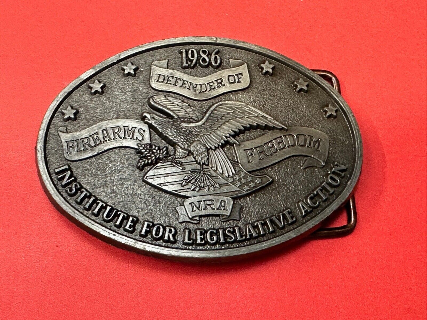 1986 NRA National Rifle Association Firearms Freedom Vintage ILA belt buckle