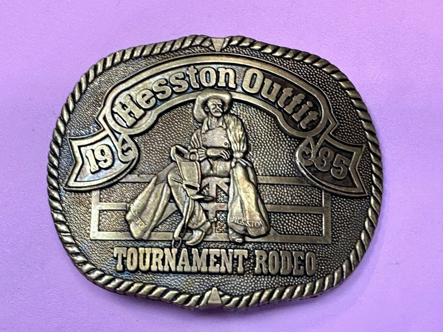 1985 Hesston Outfit Tournament Rodeo Collectors PRCA First edition Belt Buckle