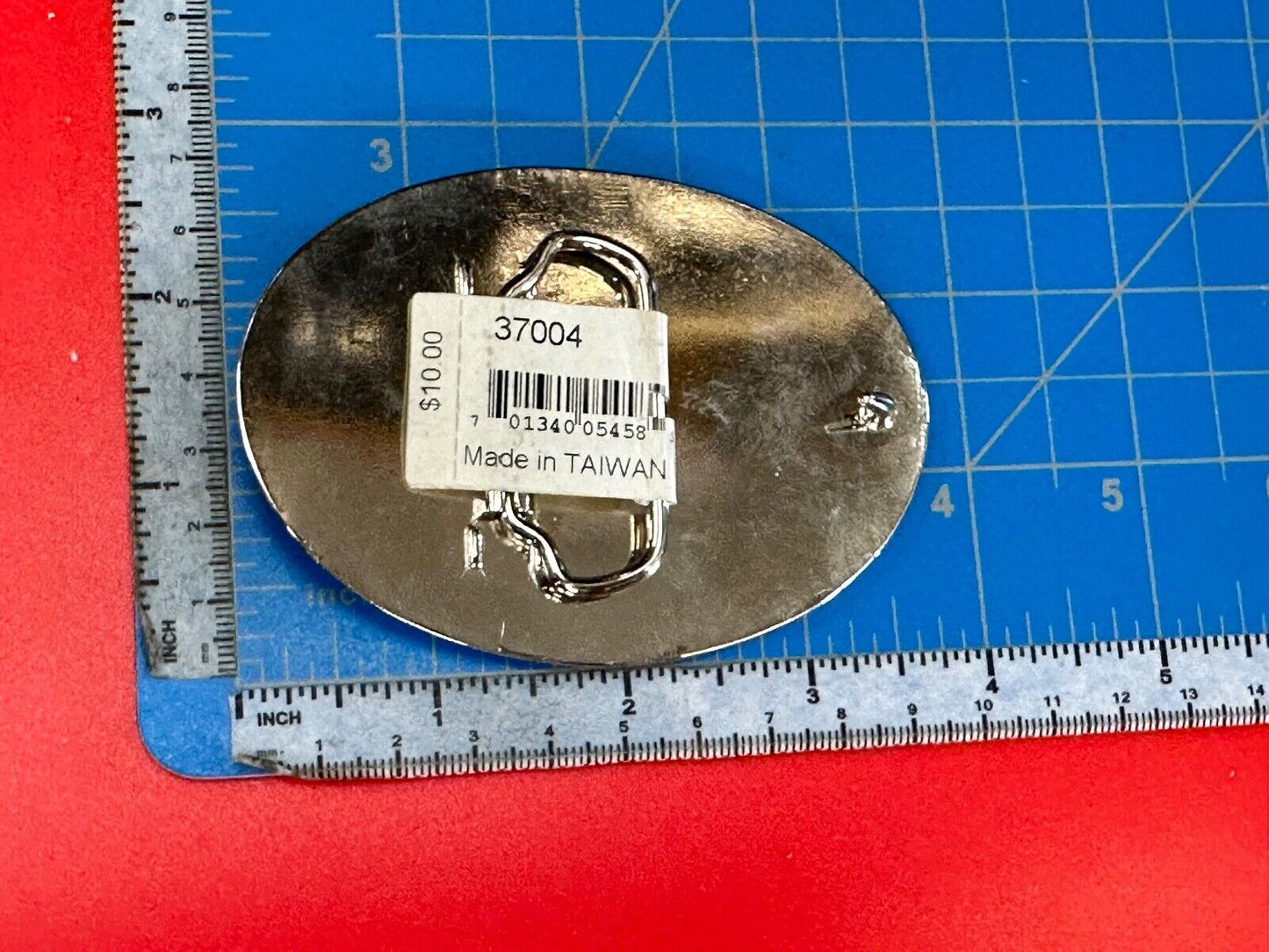 The Great State of Texas - Lone Star Flags seal silver tone NOS belt buckle