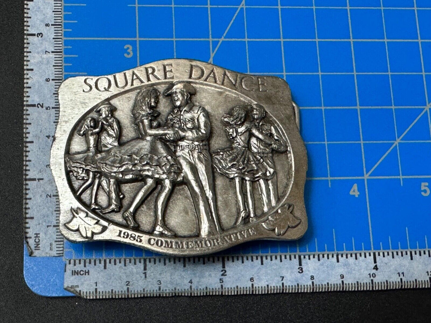 Vintage 1985 Square Dancing Commemorative belt buckle by Arroyo Grande