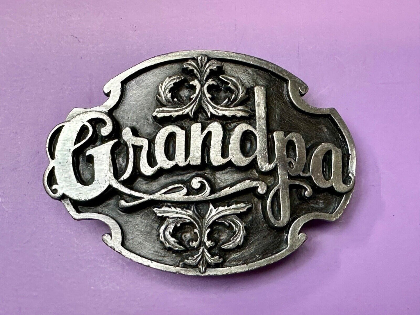 1988 Deep Cast Pewter " GRANDPA " Belt BUCKLE ~ # A-80 by Siskiyou Made in USA