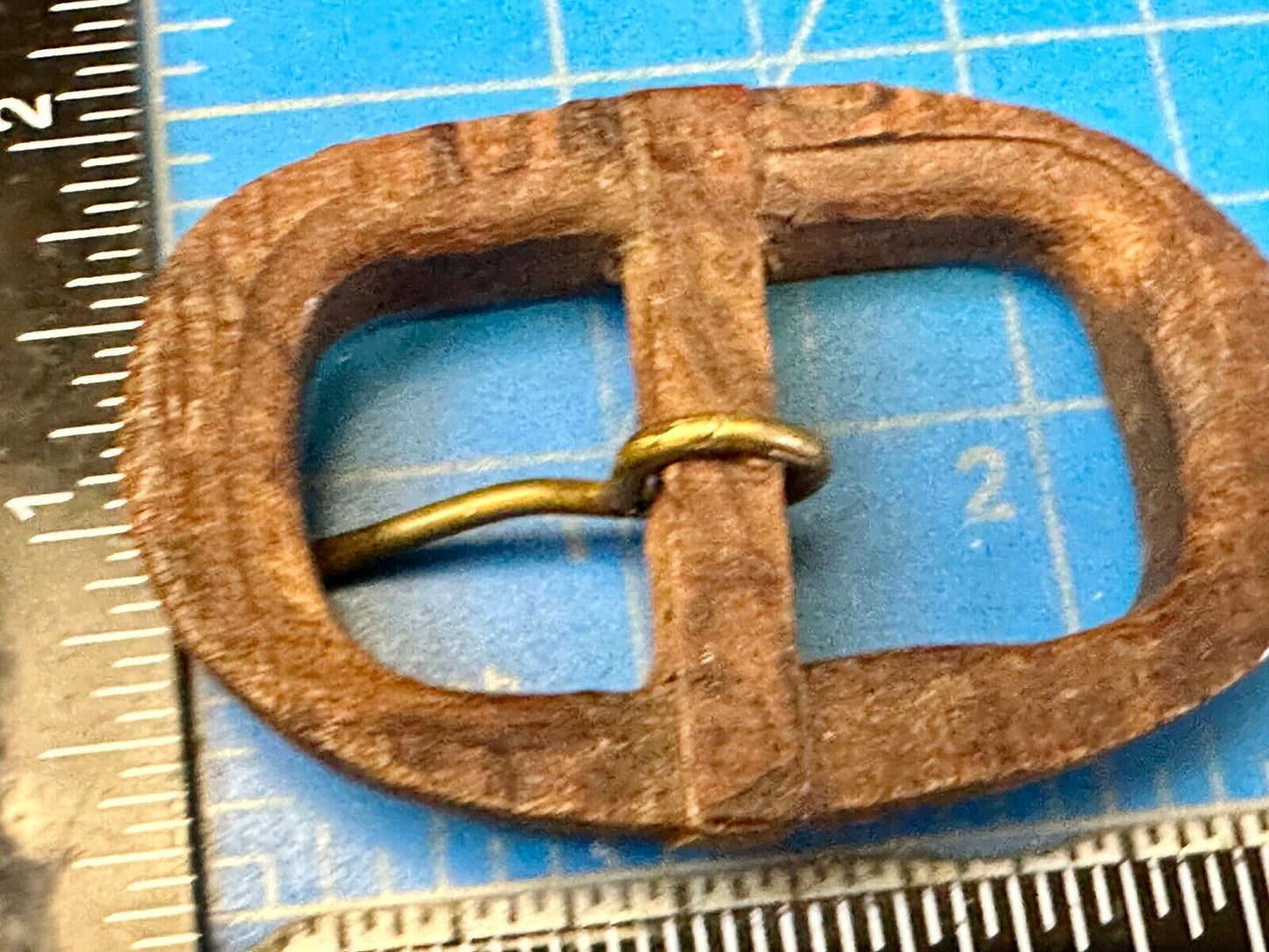 Vintage Artisan Mixed wood inlaid oval center bar quality Belt Buckle