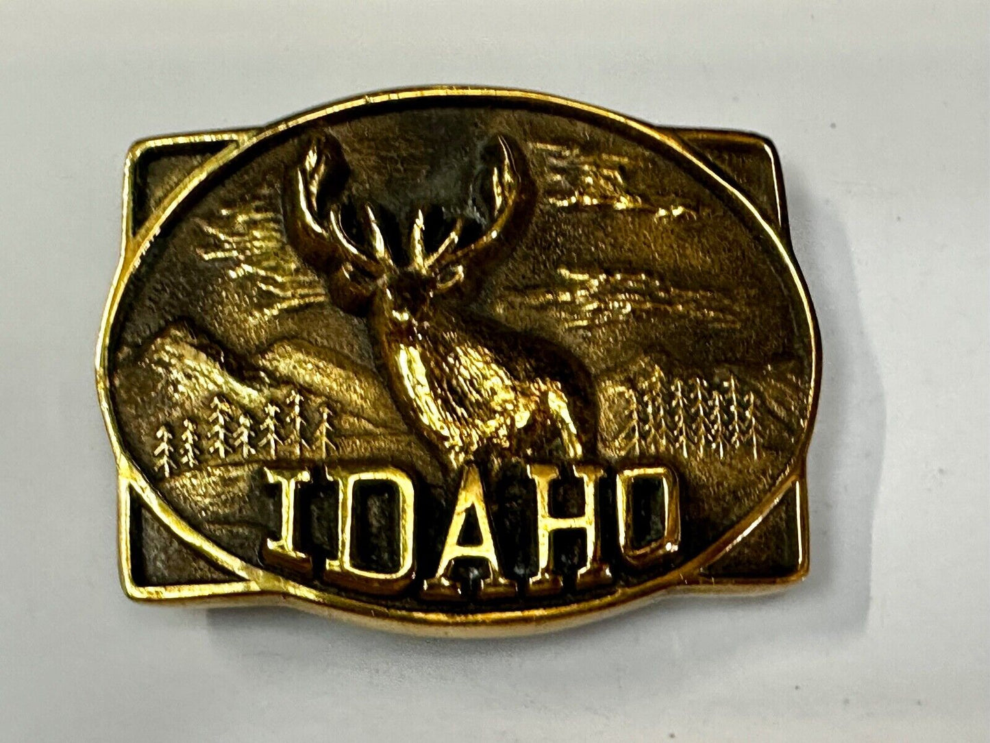 The State of Idaho - Deer Hunting Vintage Solid Brass Heritage Mint Belt Buckle