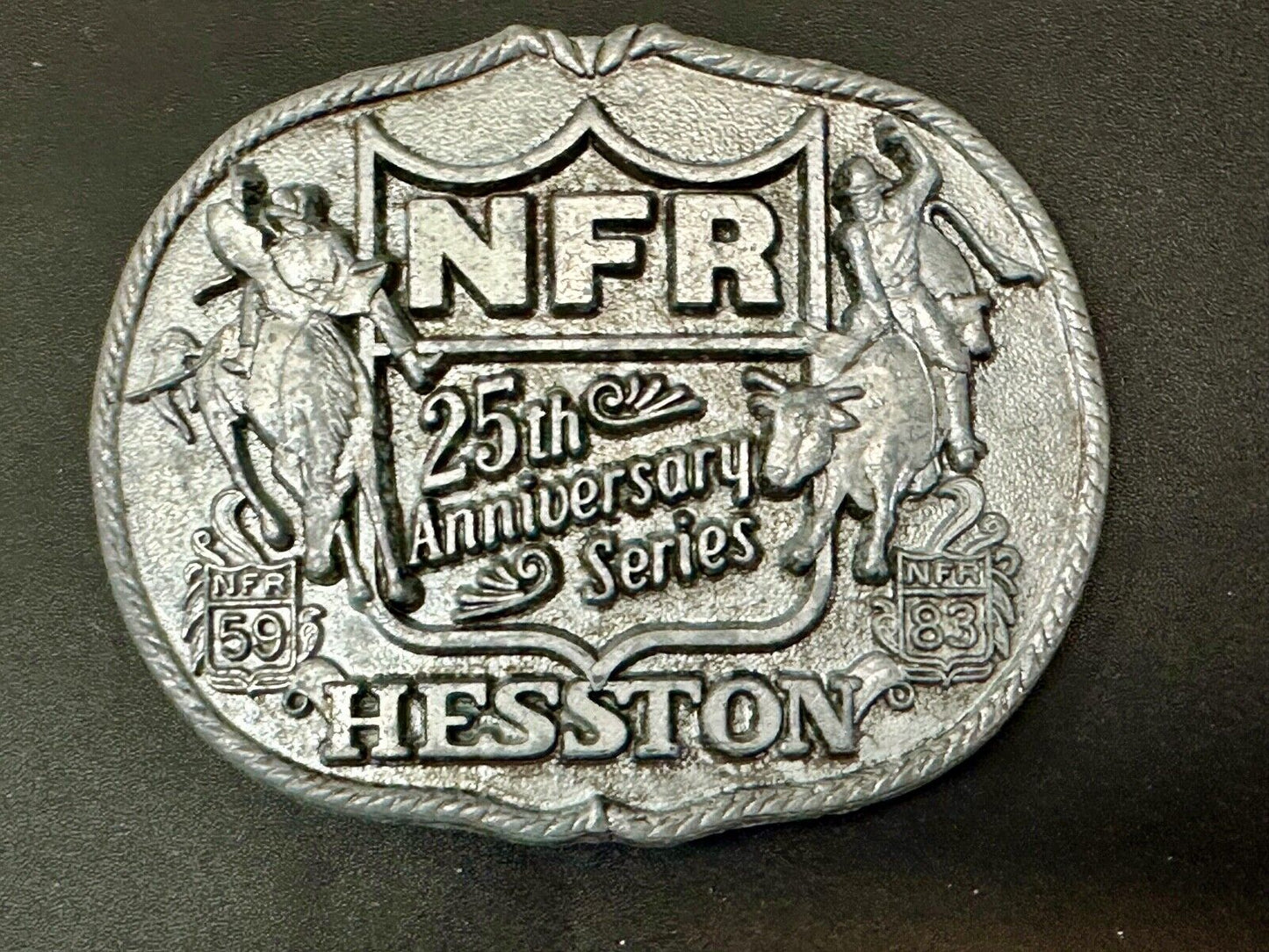 1983 Hesston National Finals Rodeo 25th Anniversary Adult Collectors Belt Buckle