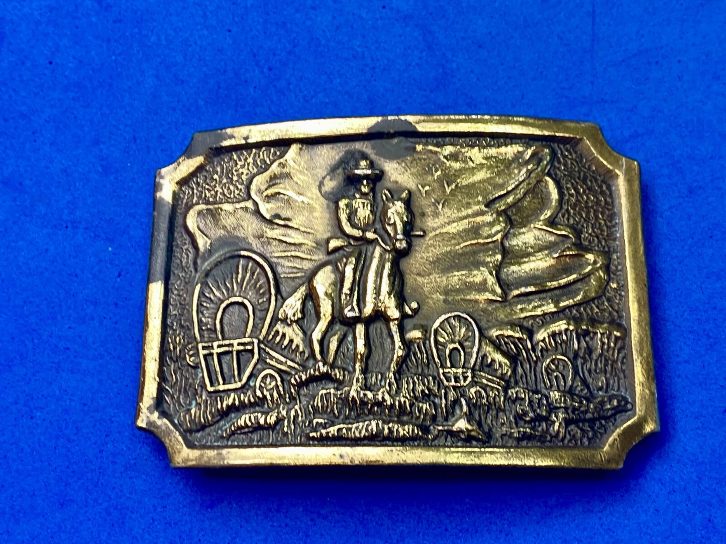 Tall in the Saddle Art Western Horse and Cowboy Way of Life Vtg. Belt Buckle