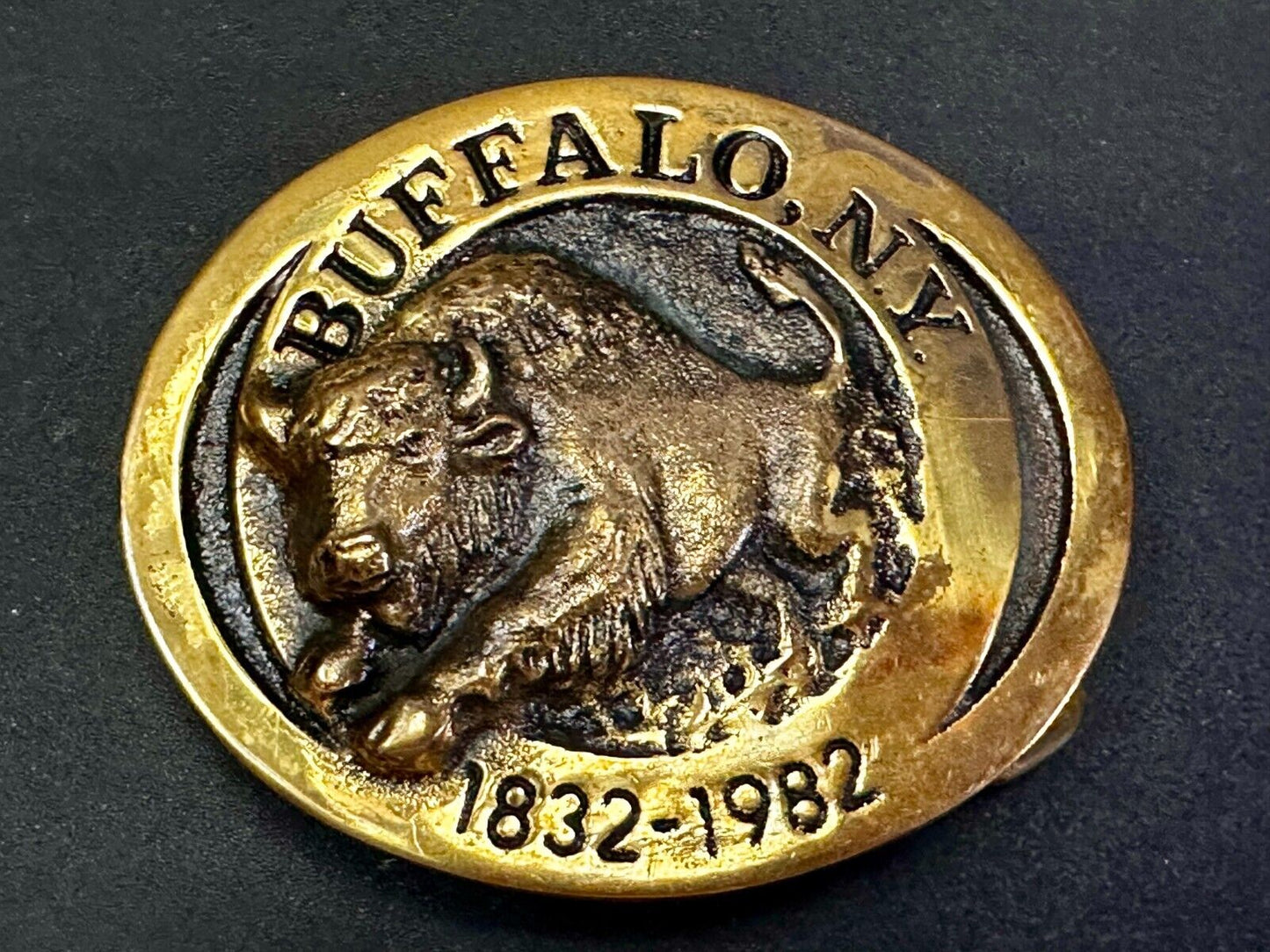 The Charging Buffalo NY State Solid Brass Belt Buckle by Heritage Mint