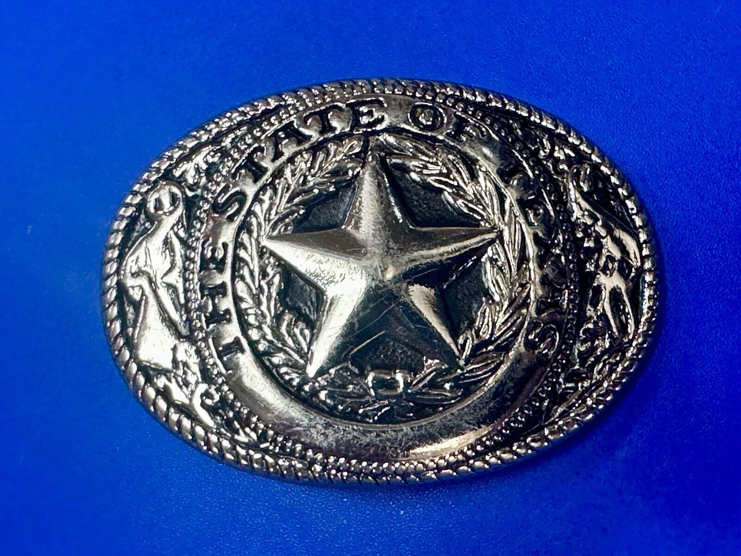 Texas Star & Flag - State Series vintage small gold tone belt buckle