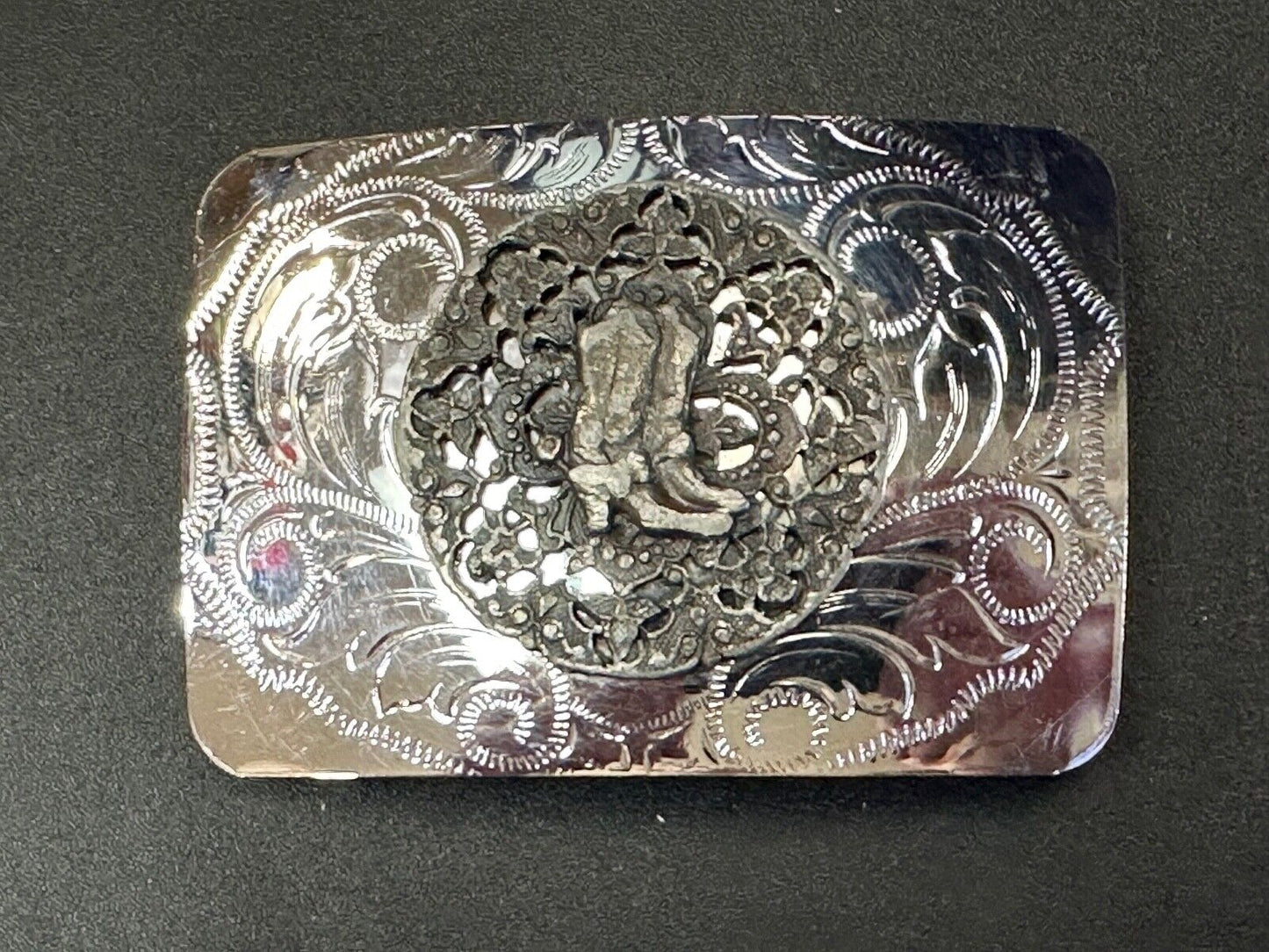 Vintage Cowboy Boots western flower swirl design belt buckle