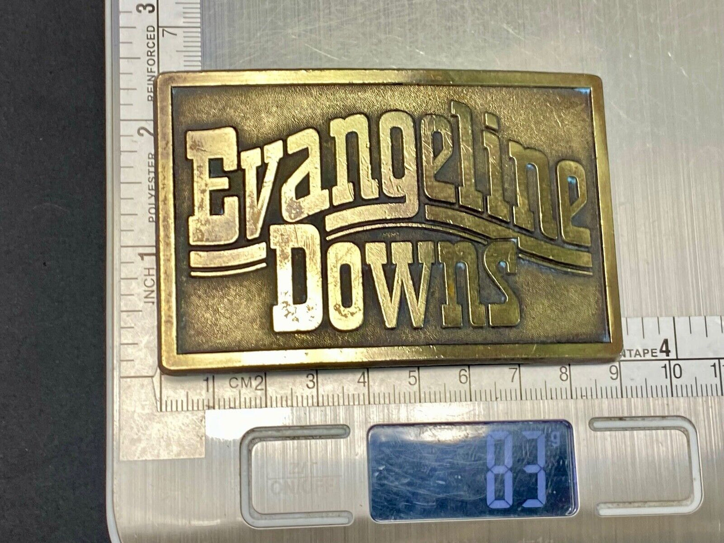 VINTAGE 1970s **EVANGELINE DOWNS** HORSE TRACK SPORTS BETTING BELT BUCKLE