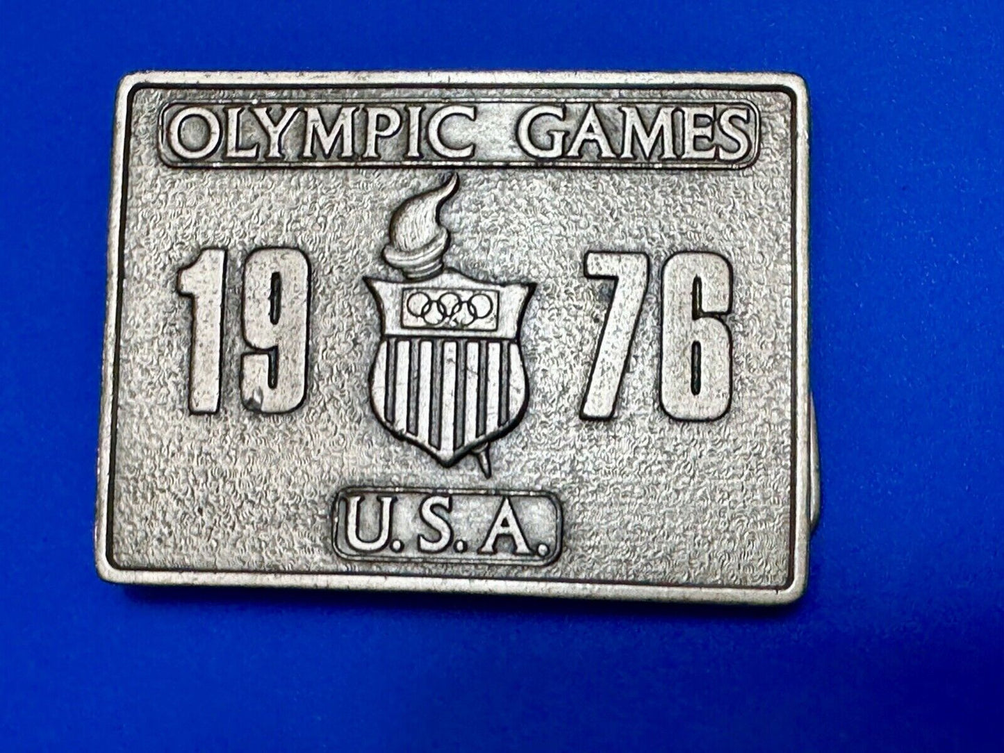 Vintage Bergamot Brass Works USA 1976 Olympic Games Montreal Pewter Belt Buckle