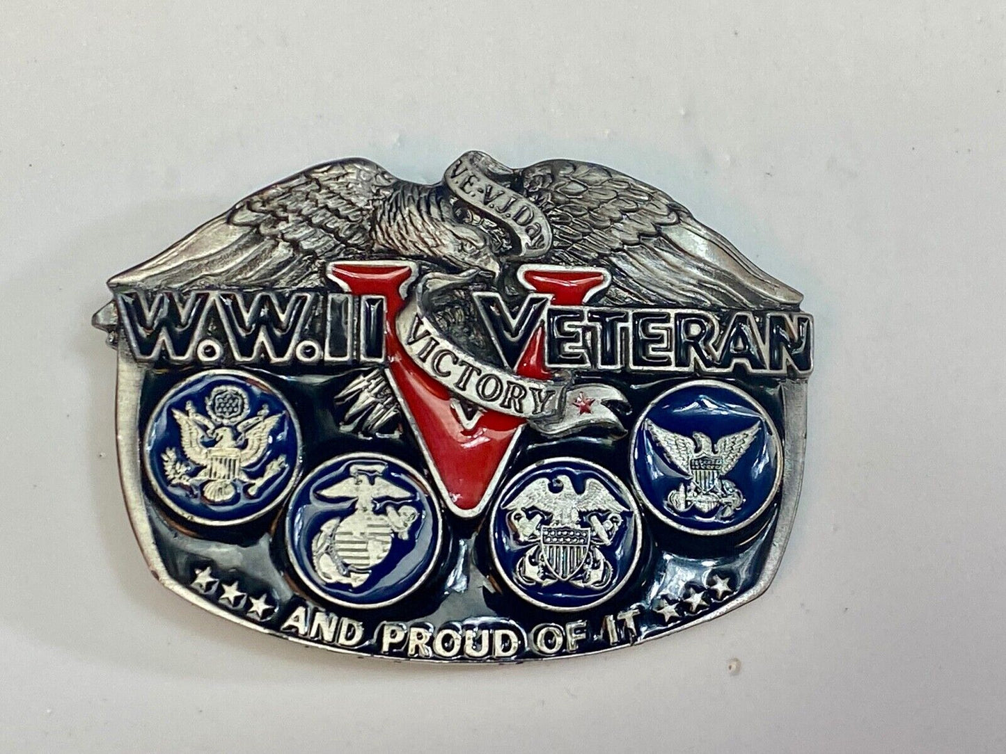 Usa Army World War Ww2 Veteran And Proud Of It! Great American Belt Buckle