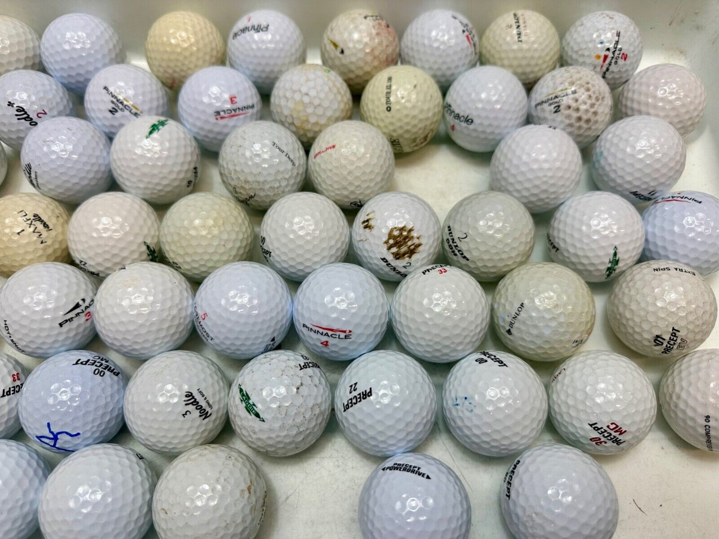 Around 75 used Golf Balls Lot Precept Noodle, Dunlop Pinnacle great for practice