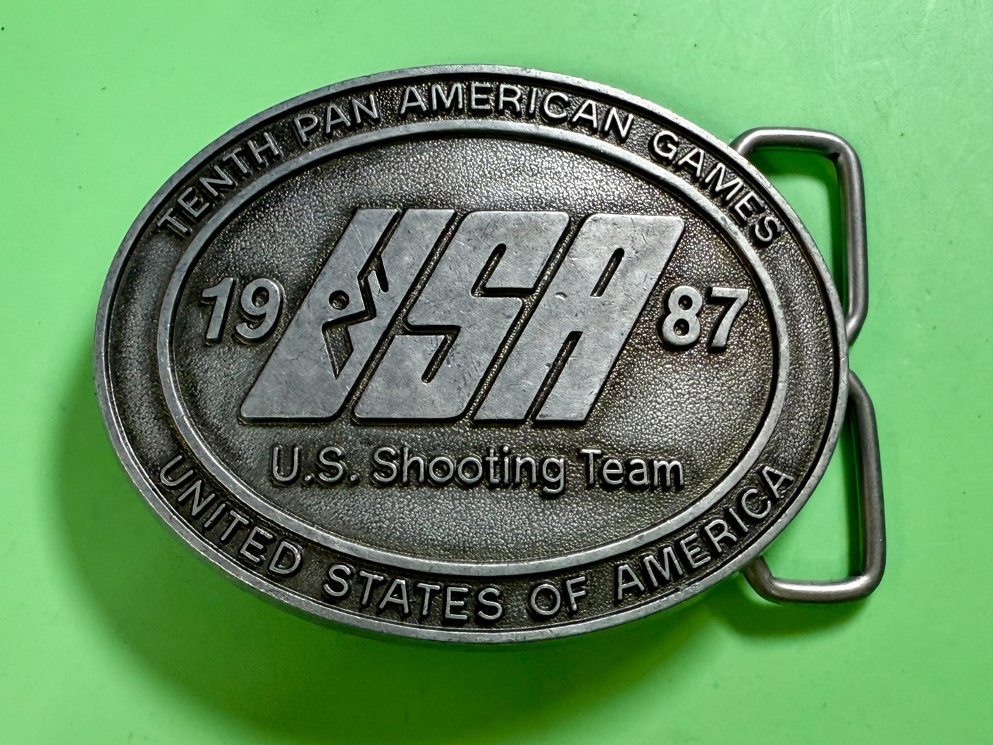 1987 USA U.S. Shooting Team Pan Am Games Commemorative NOS Belt Buckle
