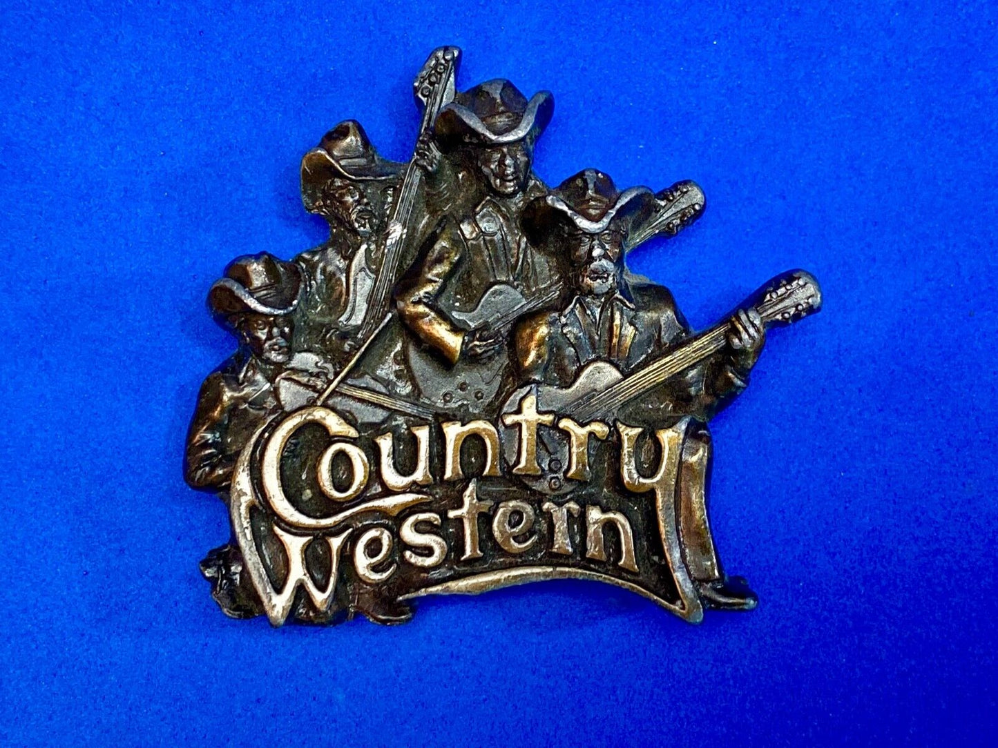 Vintage 1981 Country Western Music Pickers Bluegrass Musicians Belt Buckle