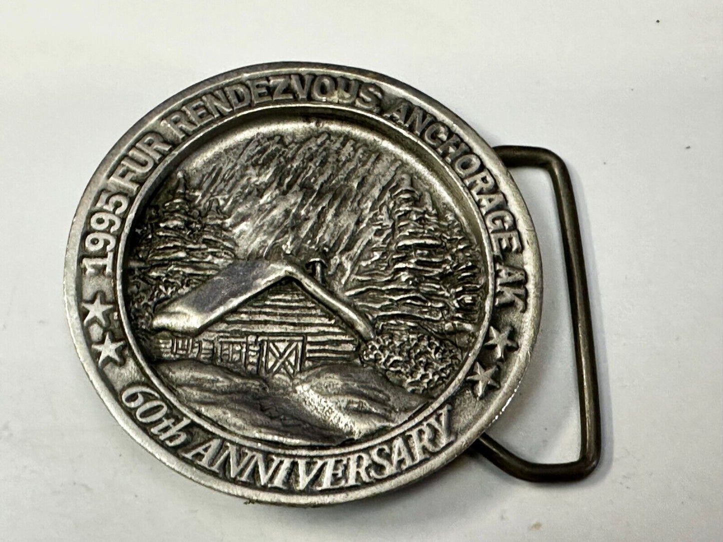 1995 FUR Rendezvous Anchorage Alaska Festival 60Th Anniversary Belt Buckle