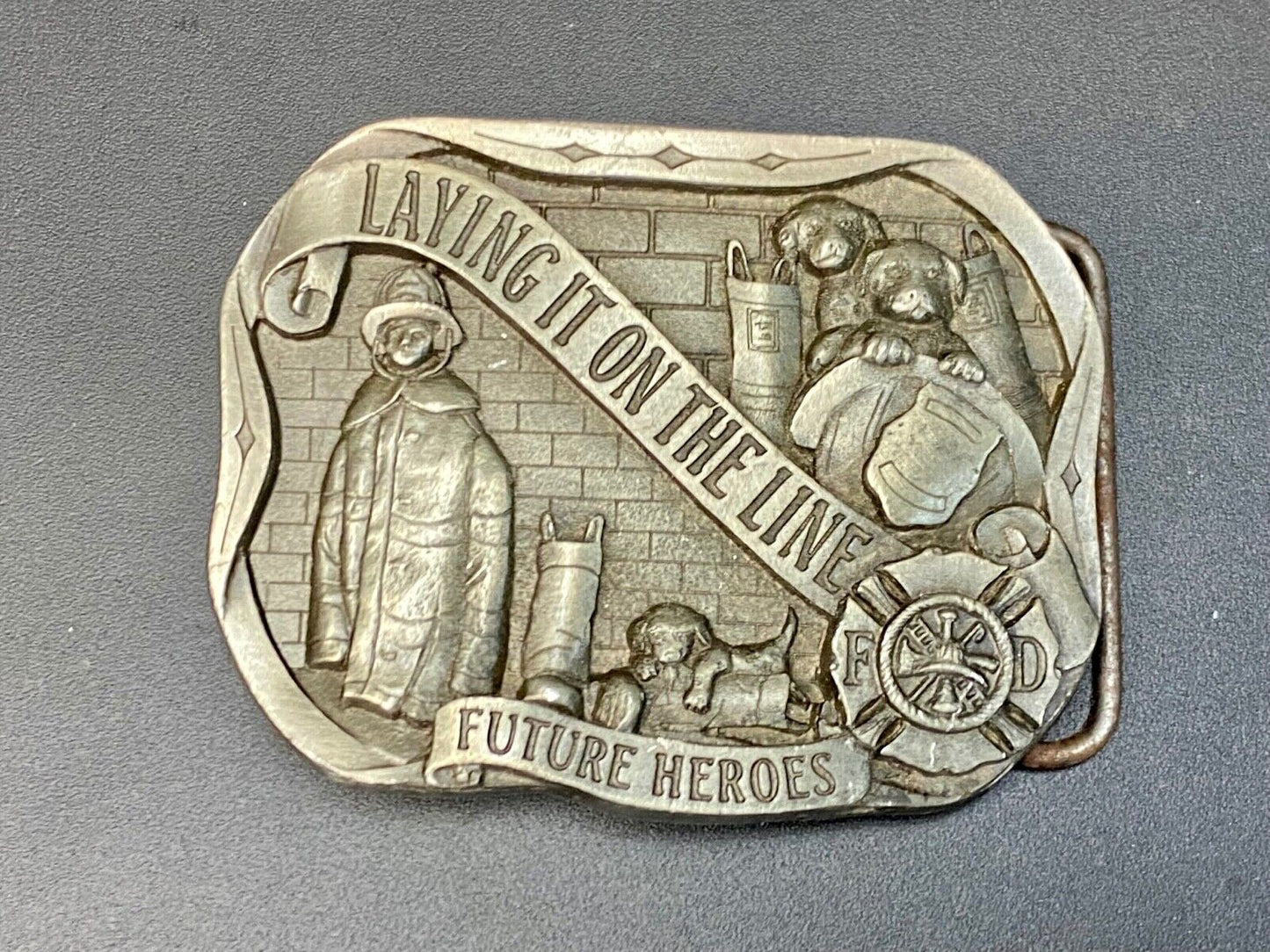 vintage Fire Fighter's Belt Buckle - 1996 Laying It On The Line Limited Edition