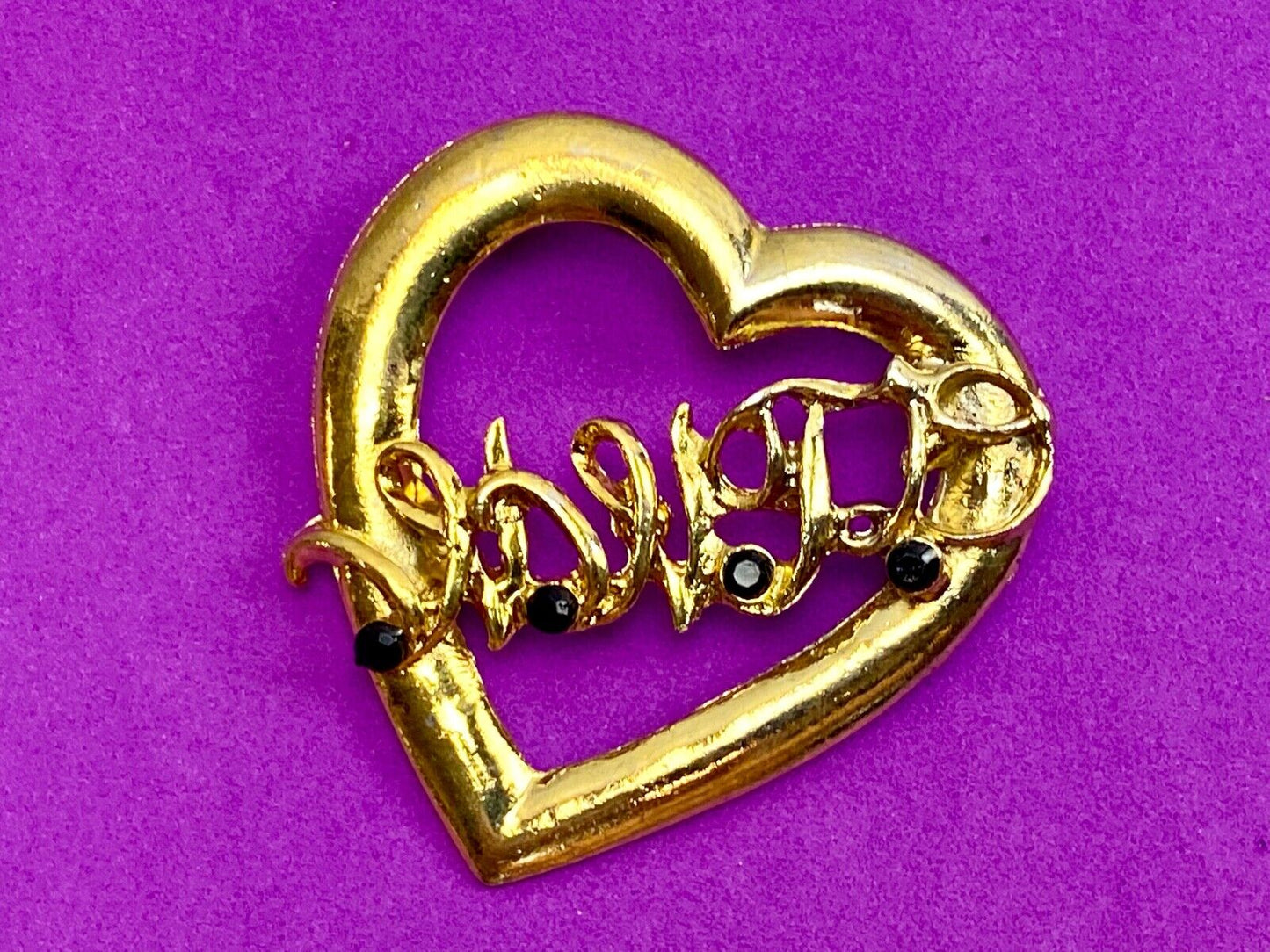 Vintage Brooch Pin WWJD Gold Tone Heart WWJD - What Would Jesus Do