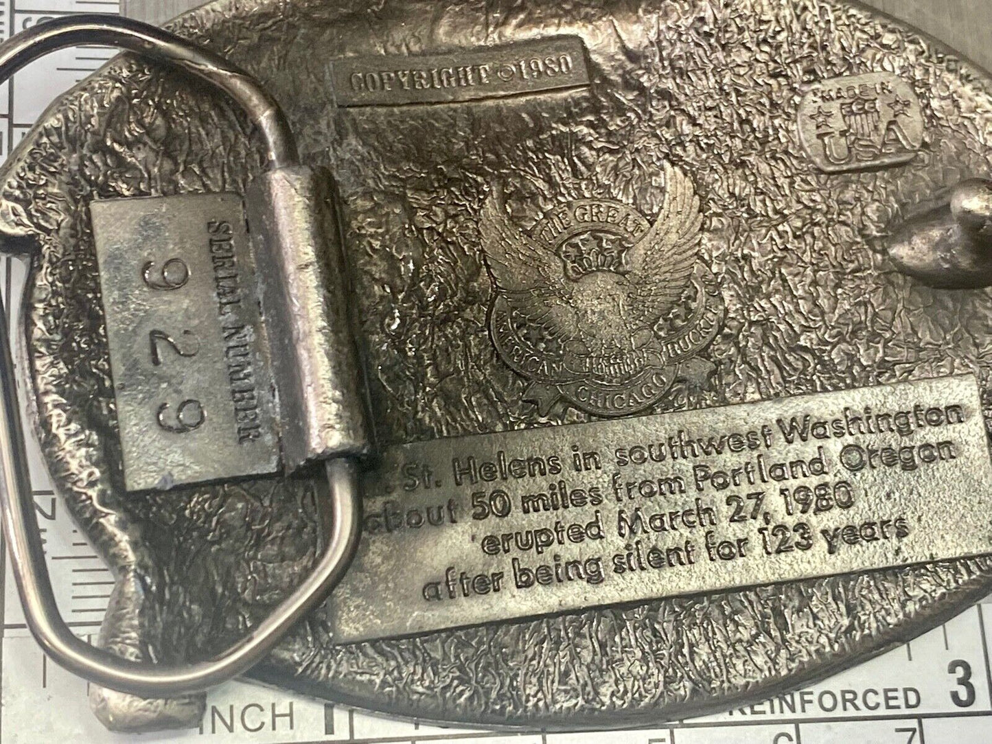 Vintage 1980 Mount Saint Hellens Volcano Eruption Great American Belt Buckle