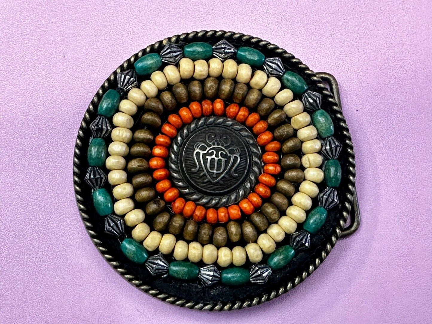 Beaded Tribal Multicolor Bead Boho Hippie Theme Belt Buckle